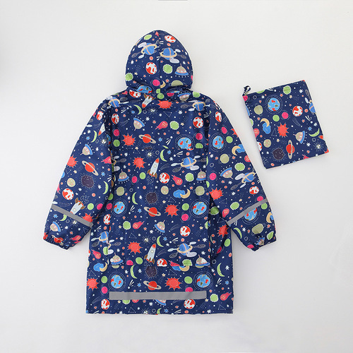 Children's raincoats for boys and girls, cute baby cartoons with school bags, reflective strips, rain gear, transparent brim wholesale