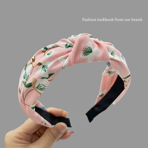 Floral Fabric Hair Band Lightweight Headband for Summer, Cute Student Style, Wide Edge Hair Accessory, Outdoor Hairpin, Korean Version