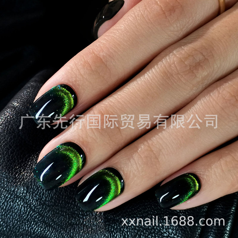 32PcsNails16Size Gel Soft Armor French Emerald Crystal Cat's Eye Pressing Fake Nail Manicure Patch 32PcsNails16Size Gel Soft Armor French Emerald Crystal Cat's Eye Pressing Fake Nail Manicure Patch