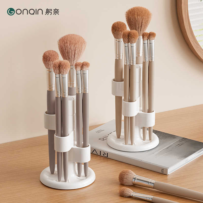 Desktop Rotating Makeup Brush Storage Rack Home Dressing Table Countertop Brush Eyebrow Pencil Eyeliner Storage Rack Wholesale