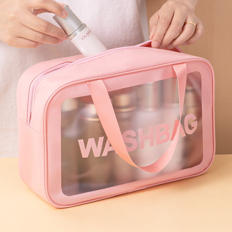 Transparent Cosmetic Bag Pvc Three-Piece Set Toiletry Bag Storage Bag Large Capacity Bathing Swimming Travel Beach Bag Internet Celebrity