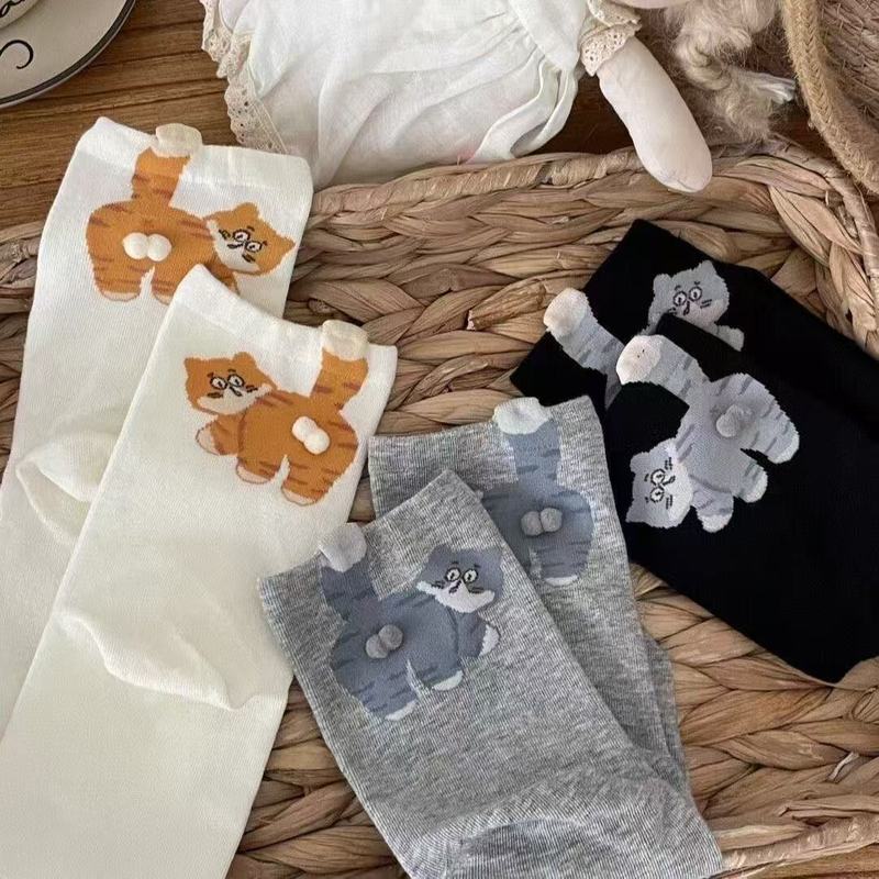 诸暨袜子猫猫蛋蛋中筒袜女可爱秋季新款袜子女趣味搞怪长筒袜批发|undefined