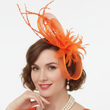 欧美创意复古优雅绿色羽毛赛马节礼帽英式头花发饰新娘舞会头饰