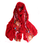Этнический демисезонный шарф, удерживающая тепло ретро длинная накидка, этнический стиль, из хлопка и льна