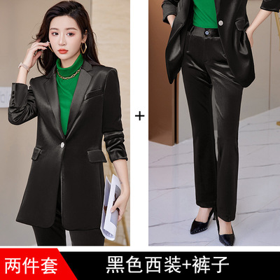 金丝绒西装女2022秋冬新款气质女神范西服职业套装商务白领正装