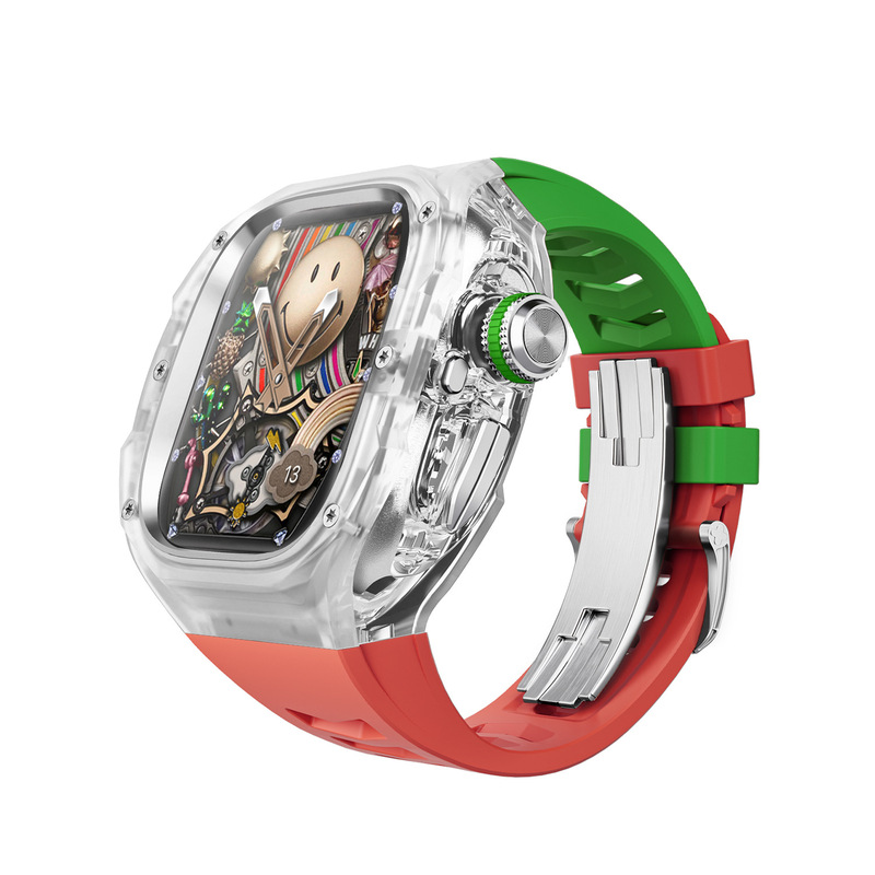 适用苹果手表表壳改装壳 iwatch9/10透明表壳硅胶表带蝴蝶扣49mm|undefined