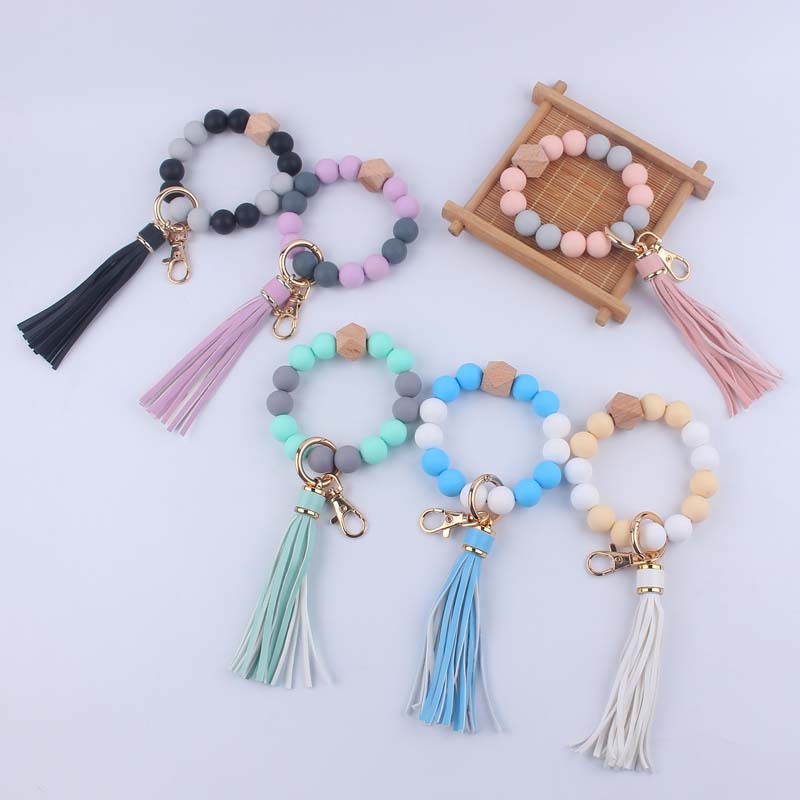 53g Weight Keychain Classification Simple Style Artistic Color Block Alloy Silica Gel Beaded Women's Keychain