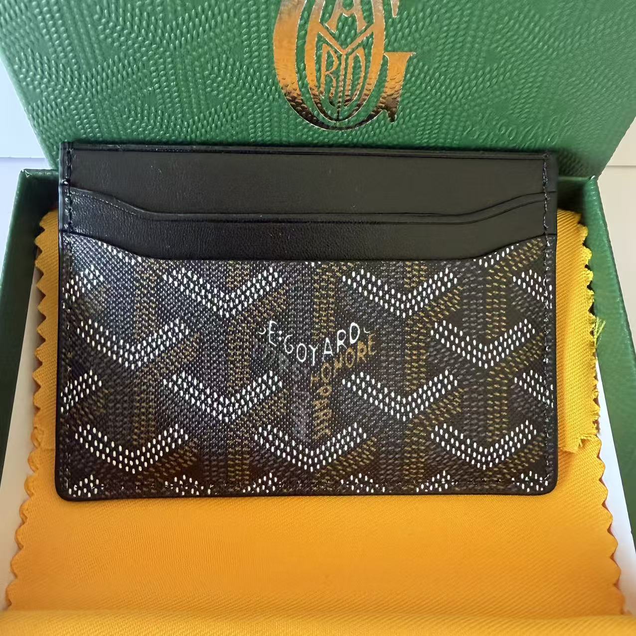 Tarjetero Goyard, tarjetero ultrafino de cuero genuino clásico para hombre, tarjetero de almacenamiento para mujer, tarjetero universal