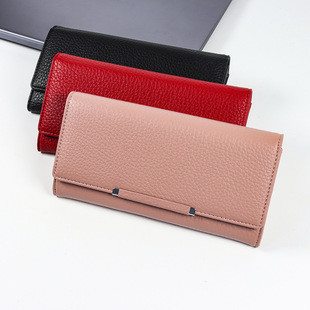PIERU New Women's Wallet Long Clutch Bag Fashion Litchi Pattern Wallet Bag Bag Metal Clip Coin Wallet