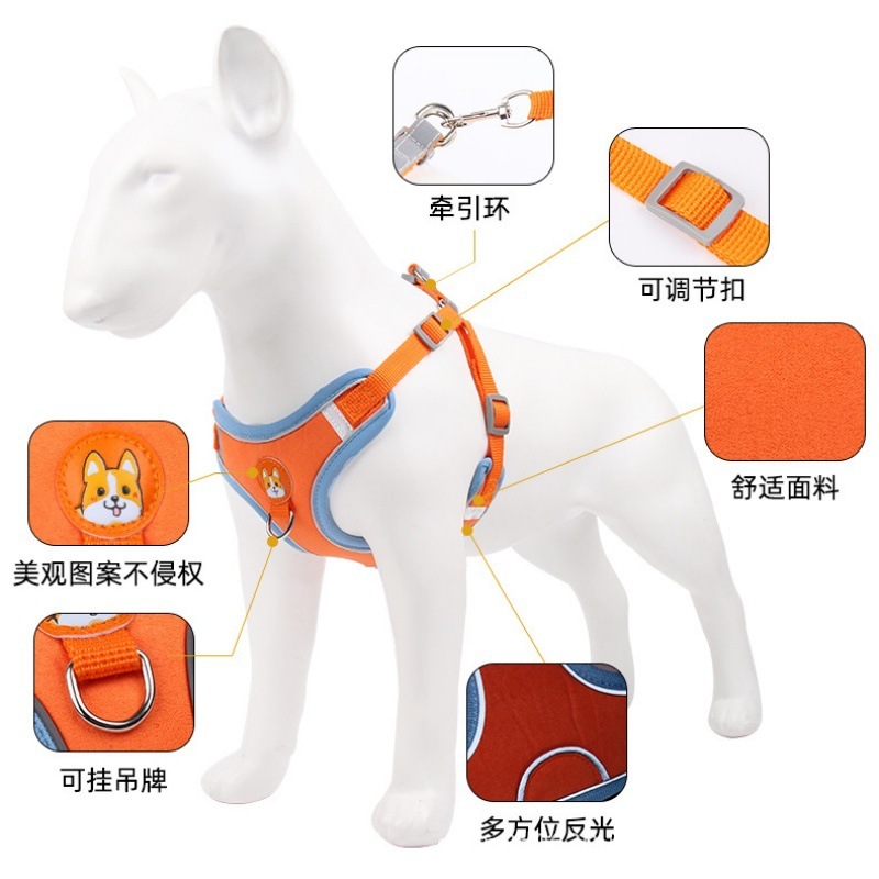 工場直売アウトドアペットベスト服猫犬胸ベスト牽引紐|undefined
