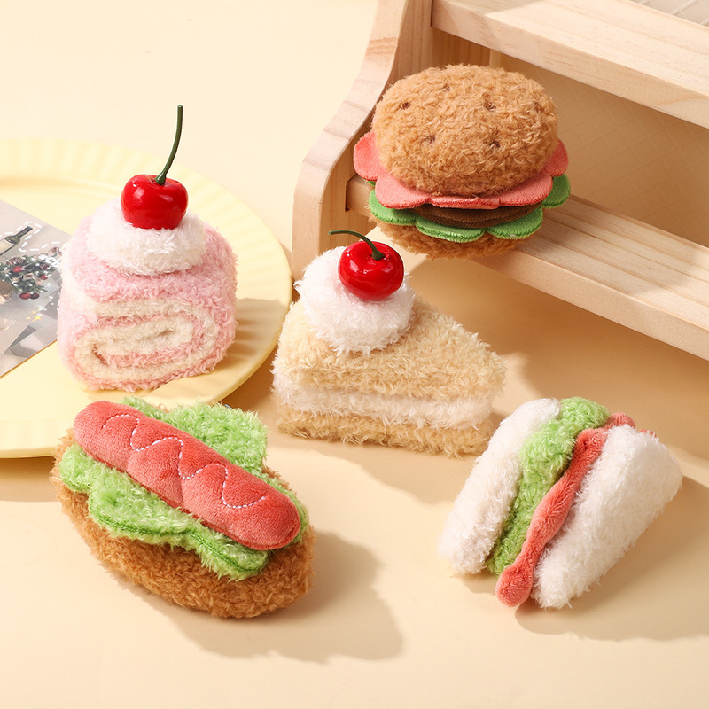 趣味毛绒甜品diy链挂件可爱蛋糕樱桃配饰甜美三明治挂饰饰品配件|undefined