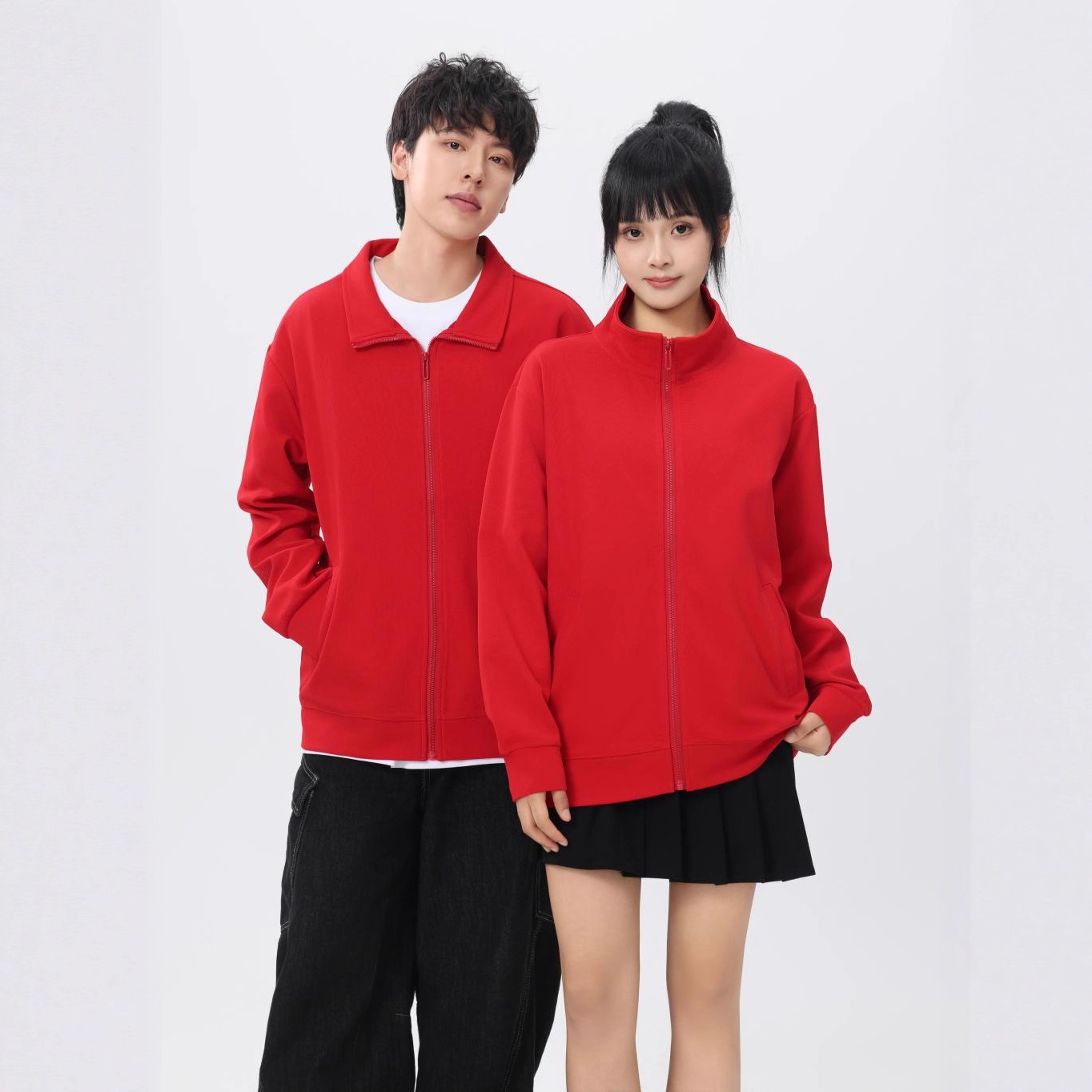 Primavera y otoño hombres y mujeres Cardigan bordado ropa de moda de trabajo chaqueta de lazo cremallera ropa de clase suéter personalizada impresión LOGO