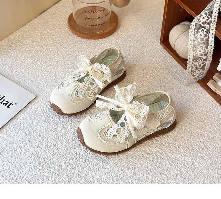 Breathable Mesh Sneakers For Girls With Bow Lightweight Trainers_voghion.com