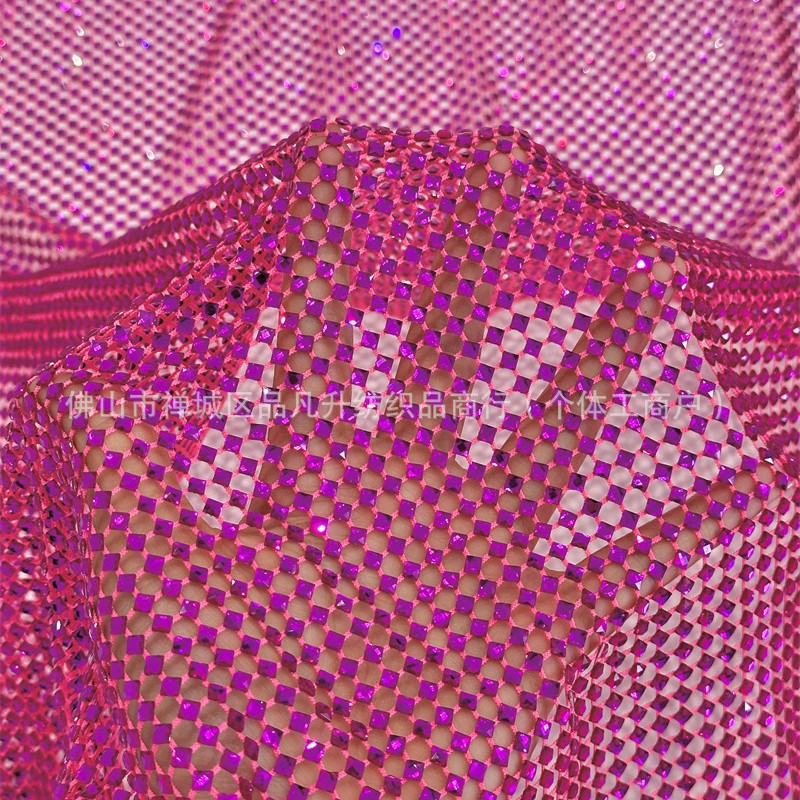 Fabricantes de venta al por mayor tortuga de vidrio caliente taladro tela de malla elástica cena de fiesta espectáculo de escenario tela de vestido
