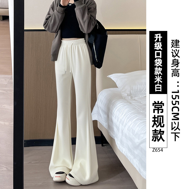 Cordero de cachemira microlongo pantalones de mujer 2026 nuevo otoño y invierno con calzado de cachemira calzado pantalones deportivos negros pequeños