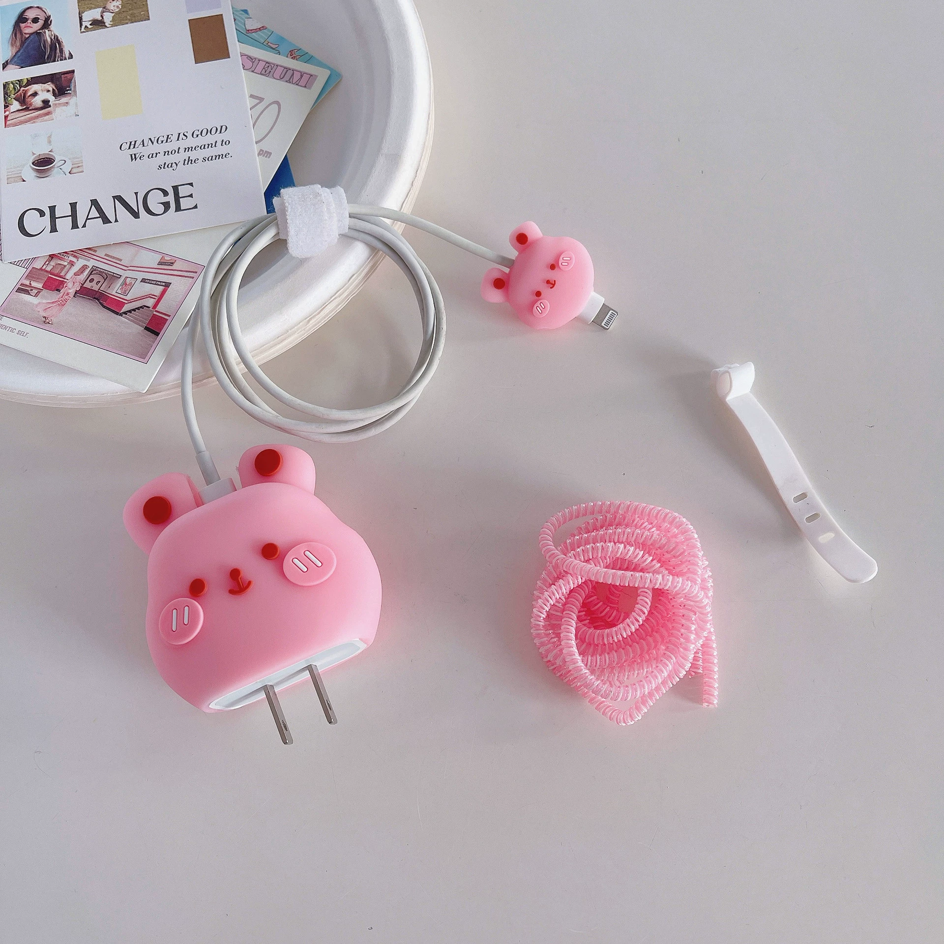 Apple, cartoon charger, protective case, 20W