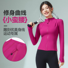 瑜伽外套女新款拉链长袖立领开衫运动户外高弹跑步健身服上衣
