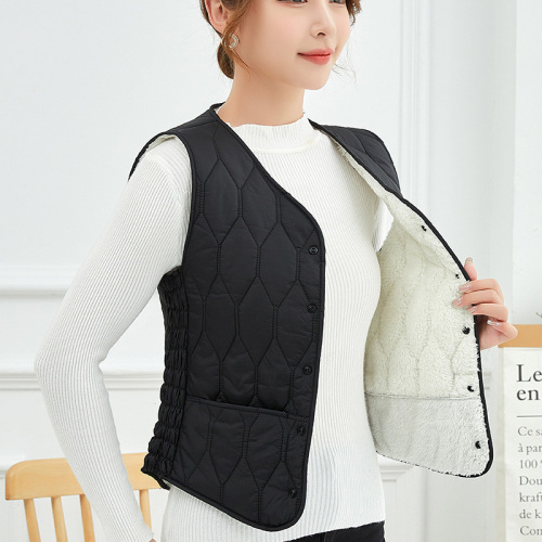 2025 New Arrival Women's Fleece-Lined, Thickened Down Vest: Slim Fit, Short Design, Warm Inner Layer with V-Neck—Versatile & Elegantly Chic