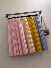 风琴褶半身裙女2024秋冬新款中长款显瘦a字森女大摆百褶高腰裙子