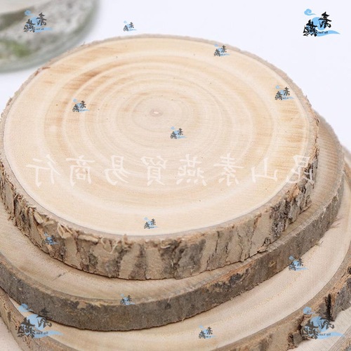 杨木原木片手绘木制品道具咖啡厅树桩木片圆木背景年轮片幼儿园