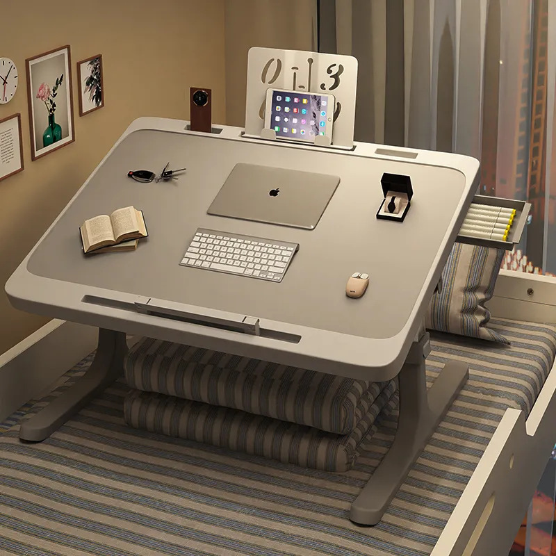 Small Bed Table Can Be Lifted and Folded, Dormitory Student Writing Desk, Height-Adjustable Bedroom Bay Window Lazy Computer Table
