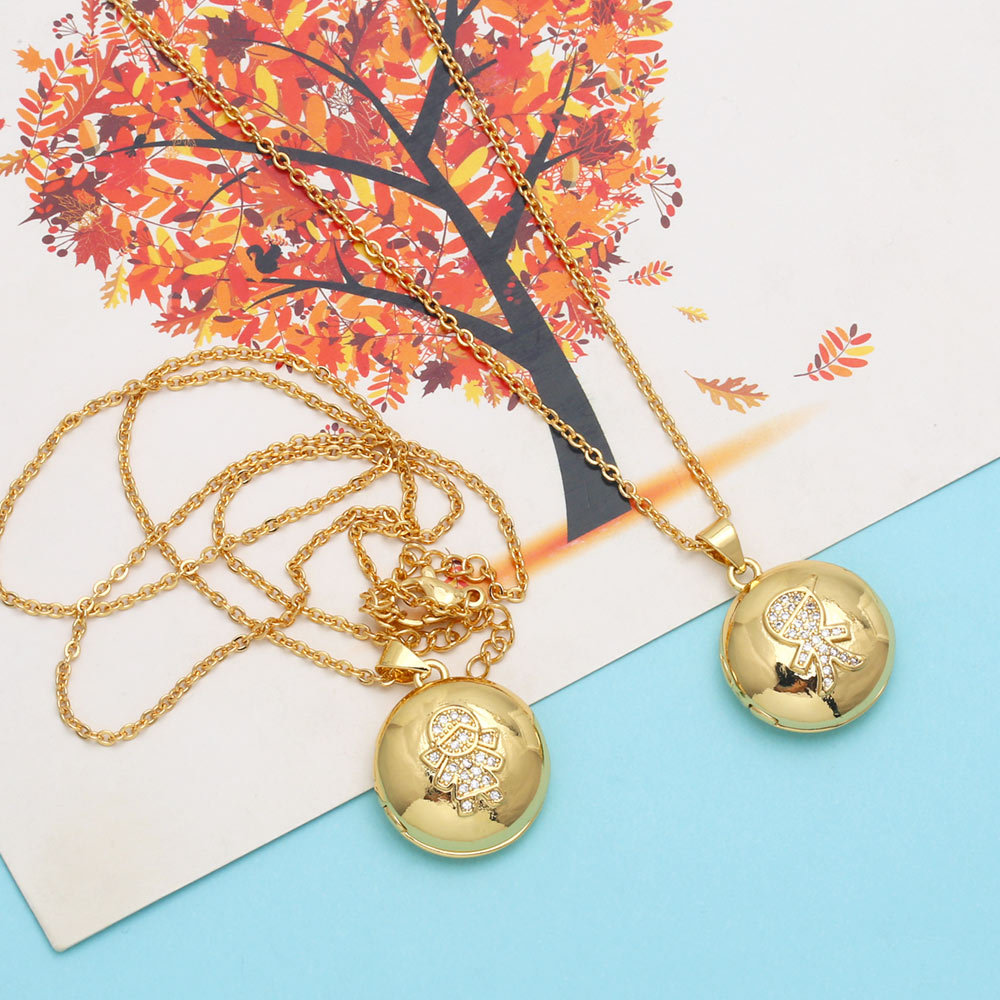 Fashion Human Copper Pendant Necklace Inlay Zircon Copper Necklaces