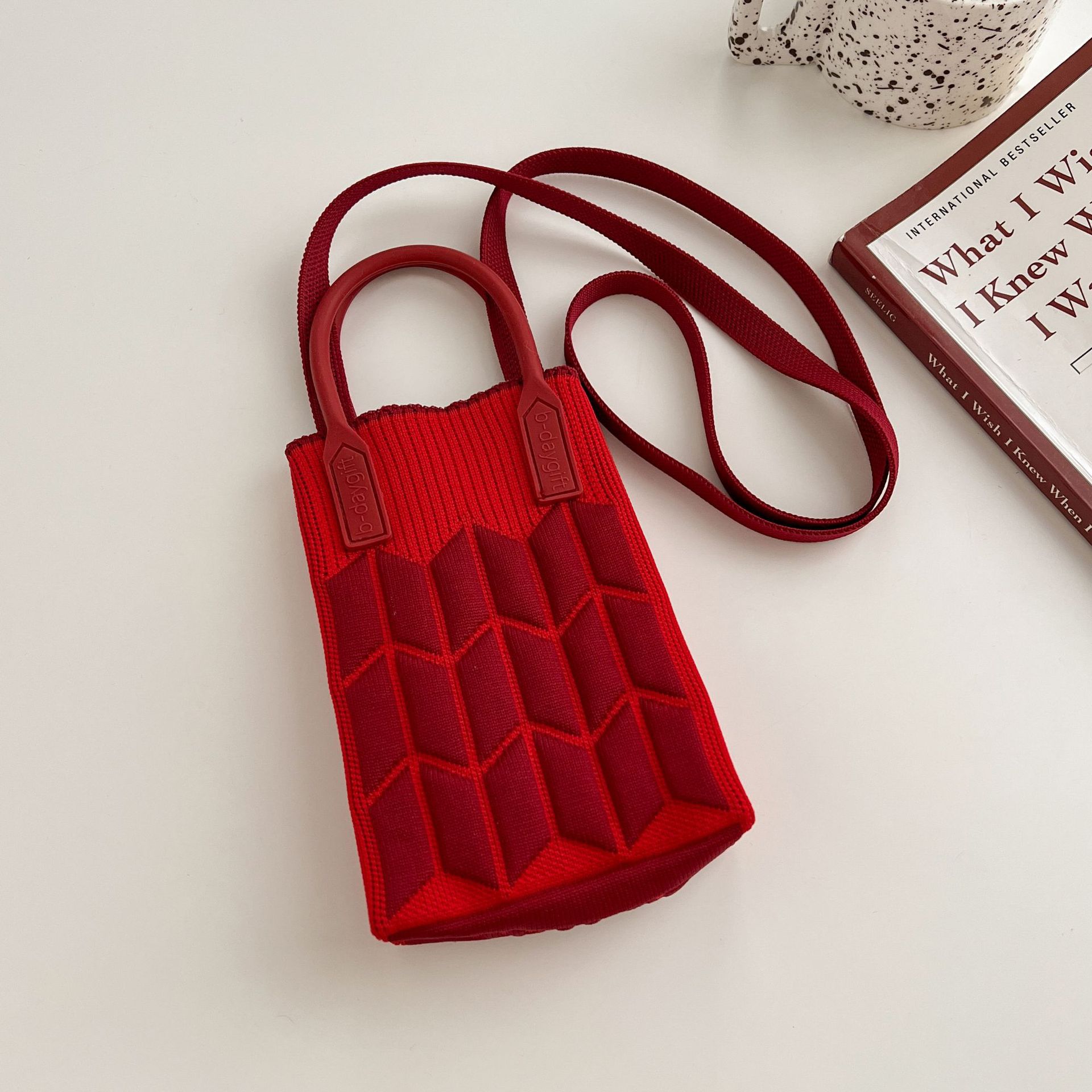 Nuevo amor bolso del teléfono móvil bolso de punto al por mayor de gran capacidad bolso de mano estudiante crossbody bolsa de lana fábrica