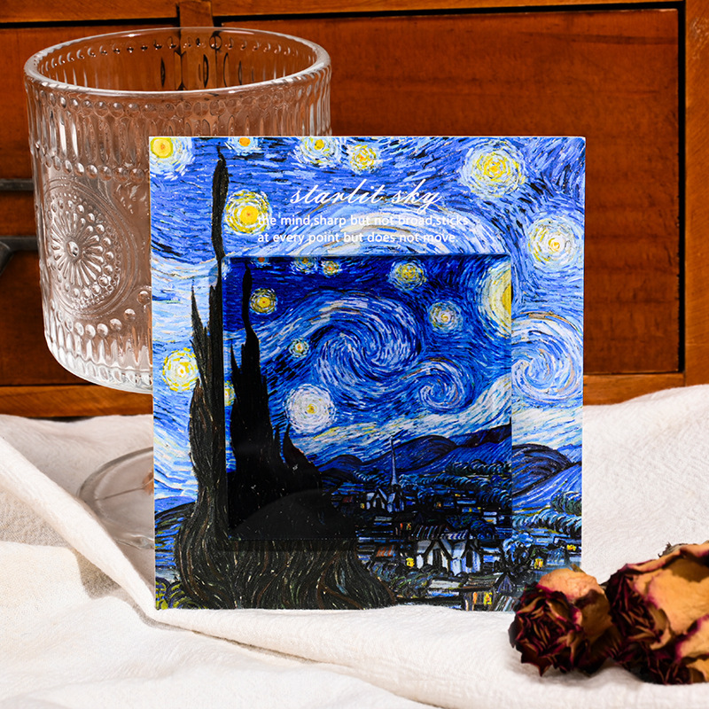 クリエイティブ油絵ゴッホ星月夜日の出印象北欧インアートマグネット装飾世界有名な絵画冷蔵庫マグネット|undefined