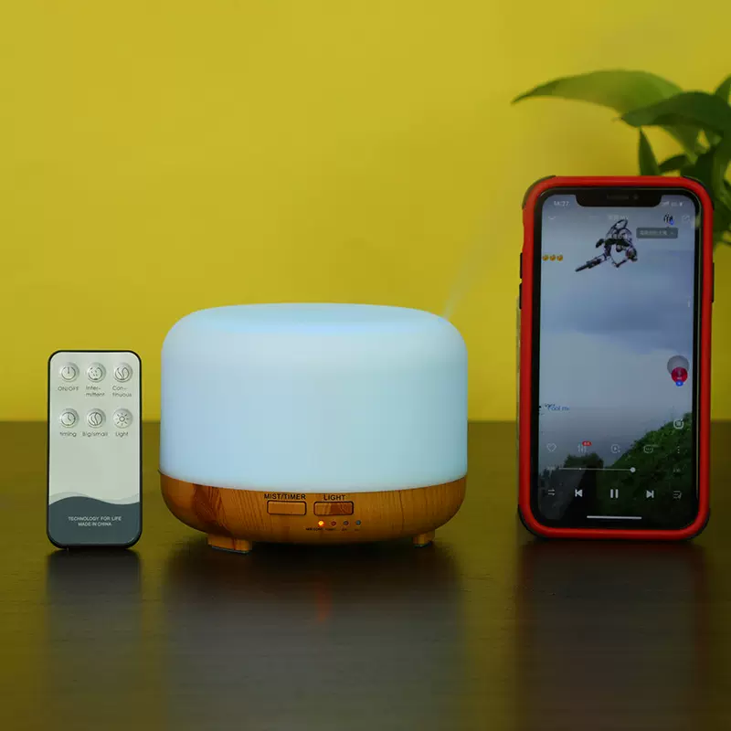 现货批发450毫升木纹遥控加湿器桌面办公卧室扩香仪香氛香薰加湿