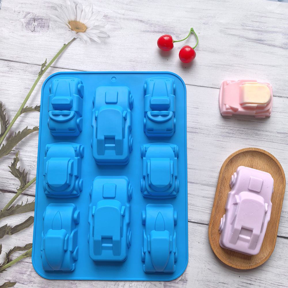 8 coches 632 molde de galletas de silicona dulces pudín molde de postre pastel para hornear