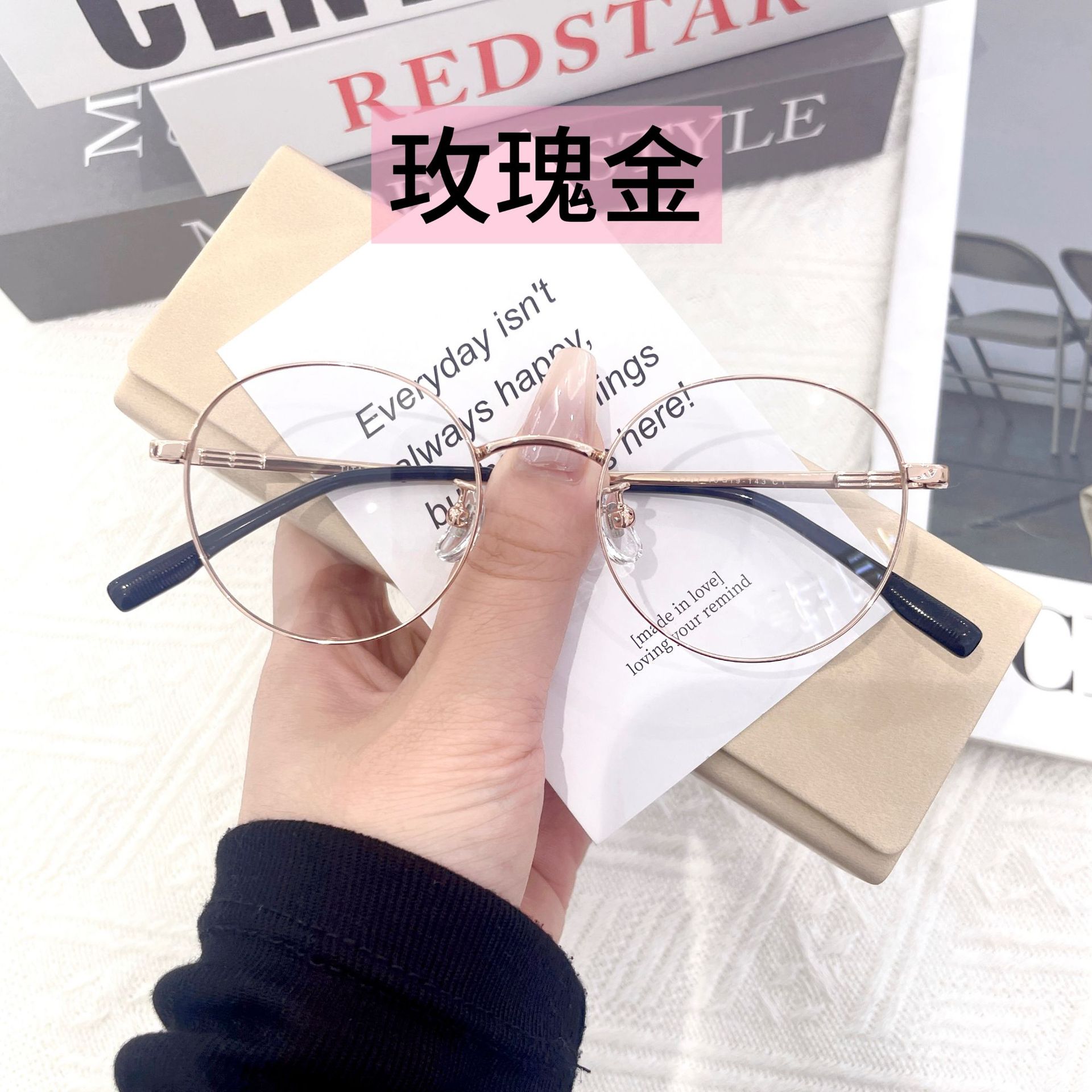 超轻纯钛复古圆框眼镜架48女小框幼圆纯欲日常百搭平光镜98707潮