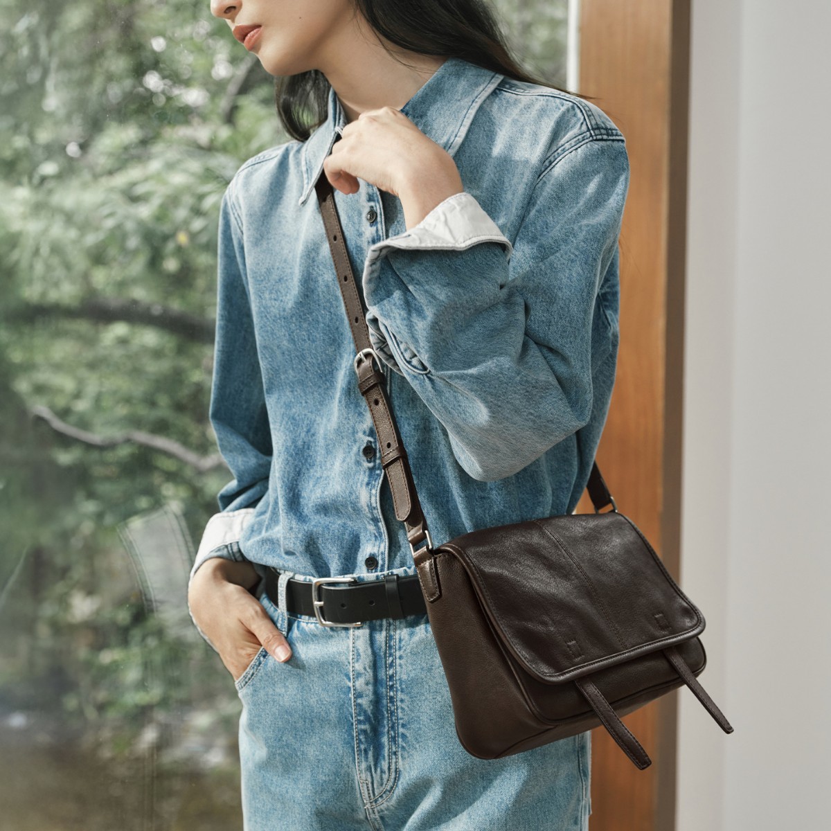 Genuine Vegetable-Tanned Cowhide Messenger Bag - Casual Versatile Retro Commuter Shoulder Crossbody Underarm Leather Bag For Women - Thumbnail 2