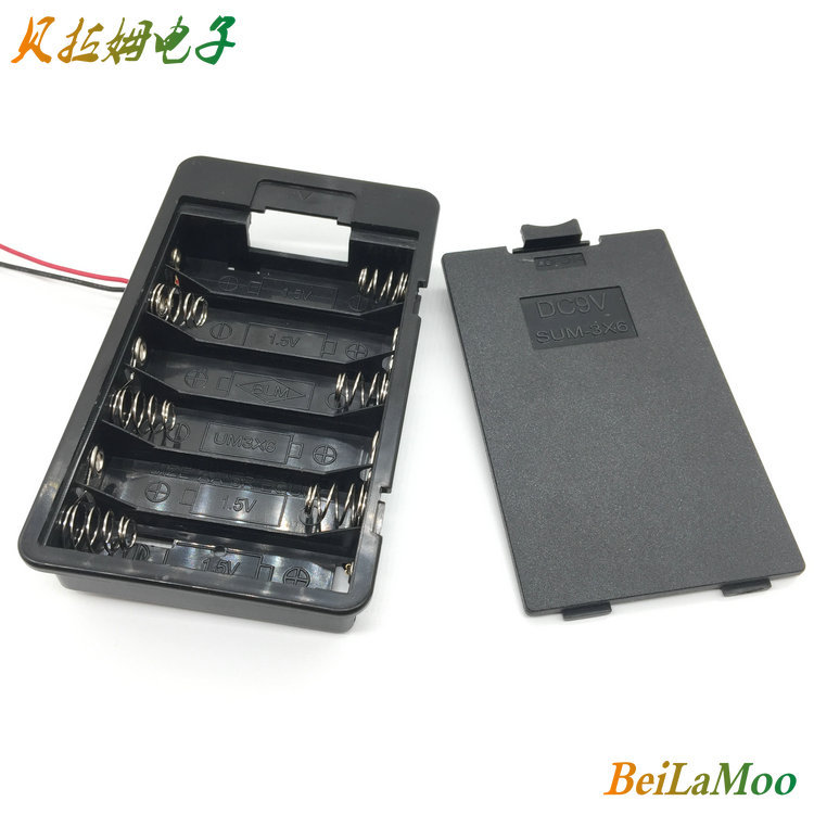 五号六节翻盖电池盒 5号6节并排带盖子电池盒