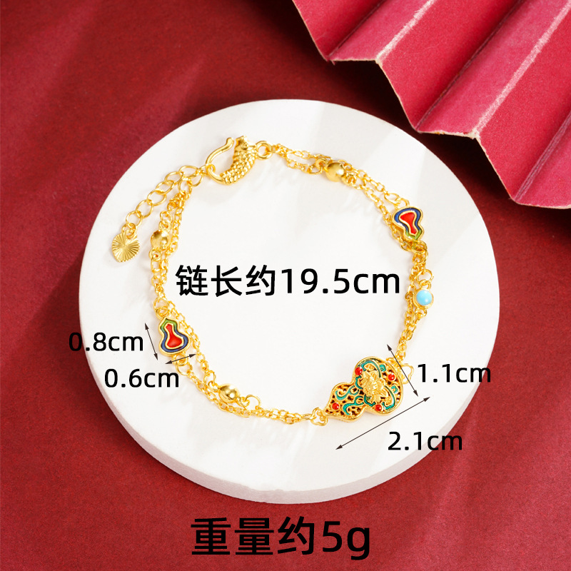 Collar de oro de arena vietnamita calabaza de corte de loto lingüís pendientes de brazalete conjunto de joyas retrógradas para mujeres