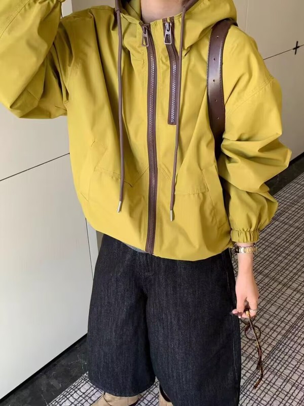 设计感连帽冲锋衣短外套女2025秋季宽松显瘦百搭休闲工装夹克上衣|undefined