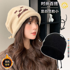 2025秋冬保暖堆堆帽子女新款洋气毛线帽简约百搭防寒护耳针织冷帽