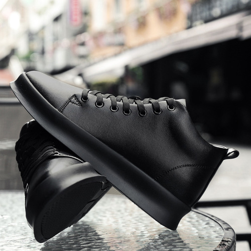 Autumn and winter inner height-increasing pad shoes for men, new Korean style thick-soled casual shoes, warm high-top, high-mouth, small white men's shoes