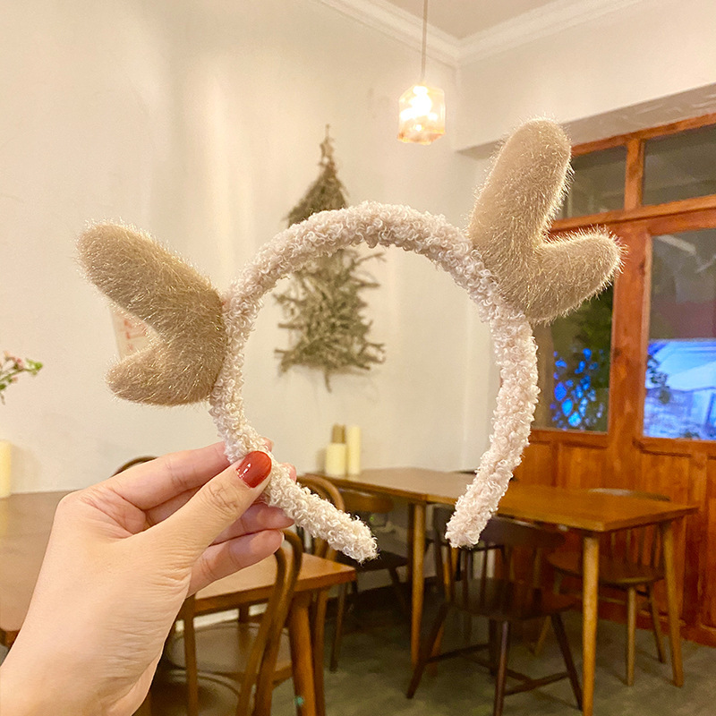 Diadema de terciopelo con diseño de copo de nieve y asta de reno, estilo coreano, de mohair, para Navidad 2025, superventas transfronteriza, accesorio para el cabello, en stock image 3