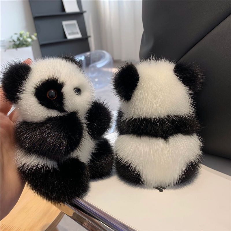 Cross-Border Cute Red Panda Imitation Mink Fur Pendant Car Keychain Pendant Plush Doll Cartoon Bag Pendant