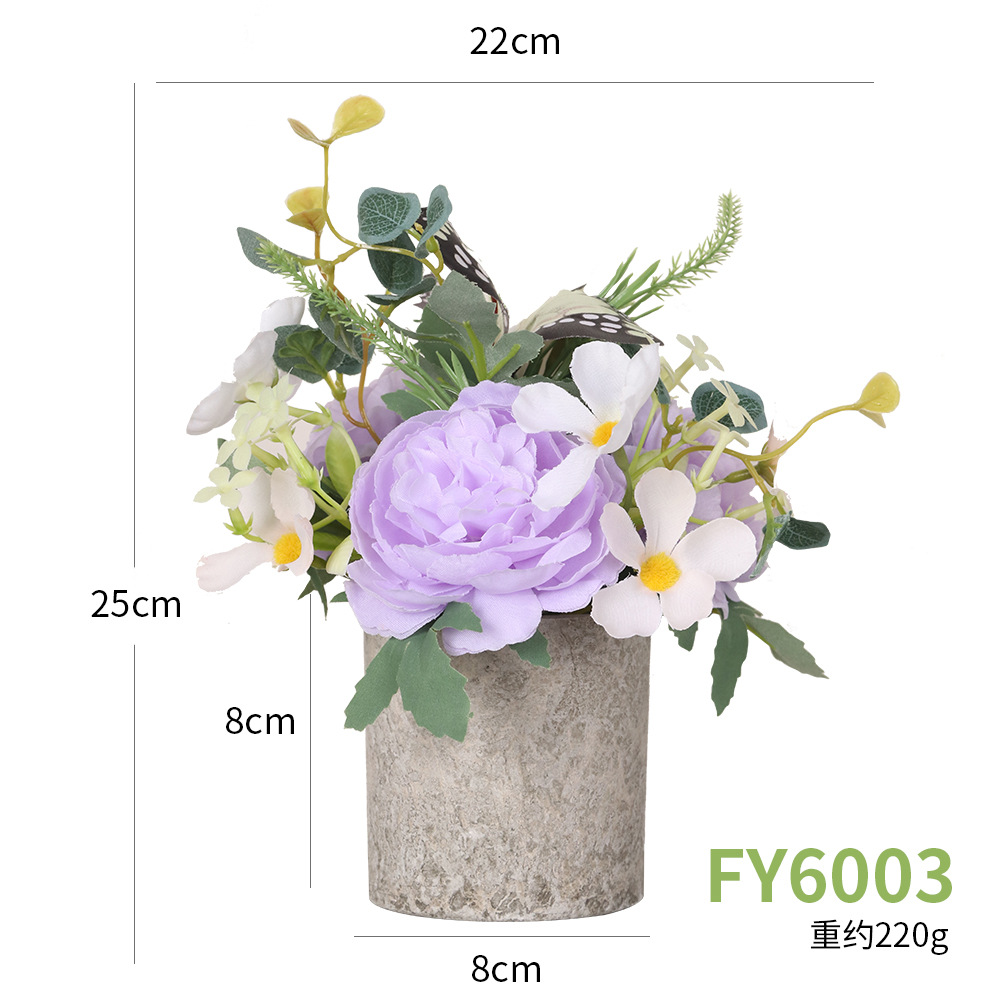 Simulación de ventas calientes transfronterizas al contado Huayang Peony columna pulpa maceta decoración de escritorio doméstico simulación Peony bonsái