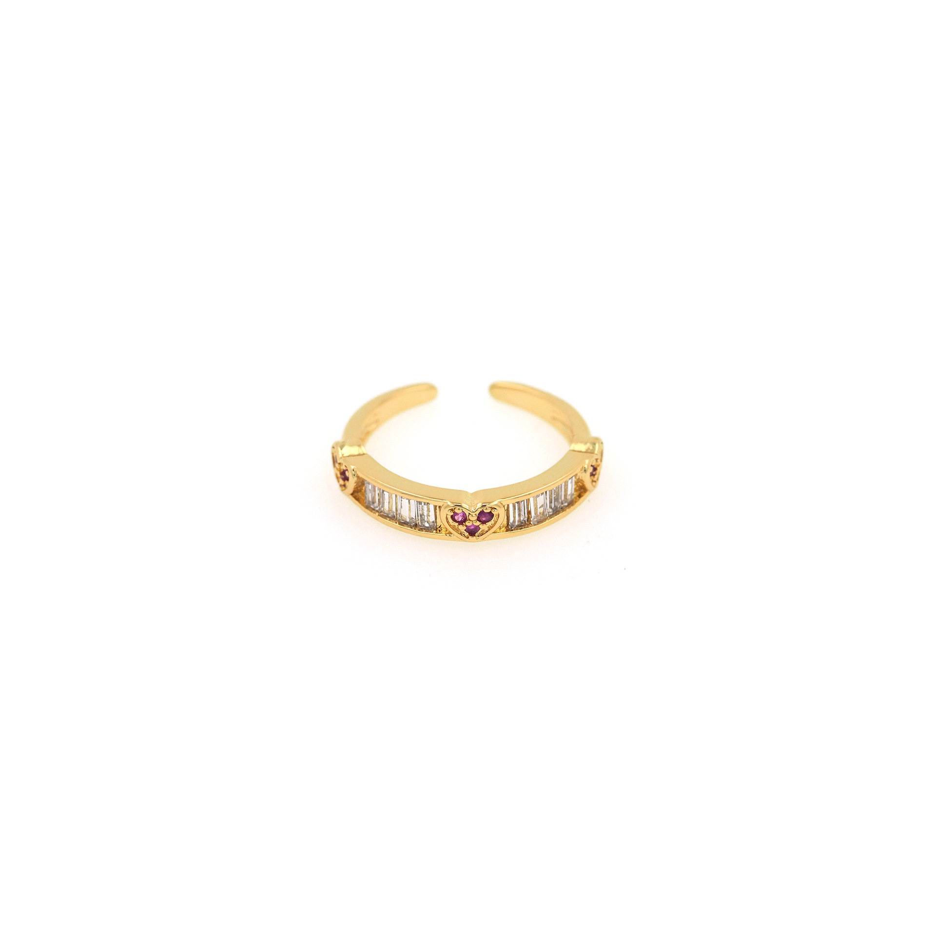 copper adjustable universal small design ring with zircon heart…