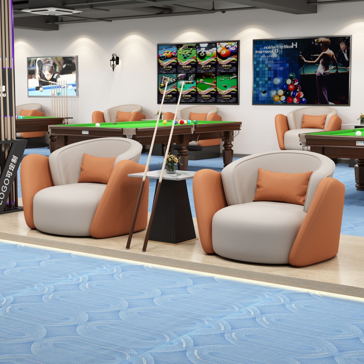 Nuevo sofá de billar simple, sala de billar, silla de observación de pelota especial, combinación de mesa y silla de conversación para relajación para dos personas image 12