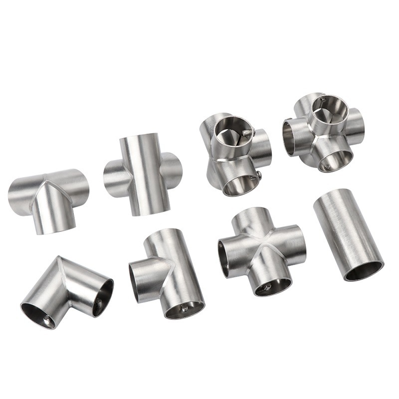 Fabricante de piezas de conexión de tubería redonda de acero inoxidable accesorios de tubería de acero accesorios de rejilla de secado accesorios de rejilla de secado T