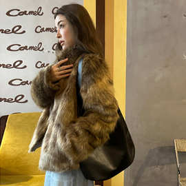 短款重磅复古法式s毛大衣外套毛草3t高级感冬季环保皮仿毛图片色