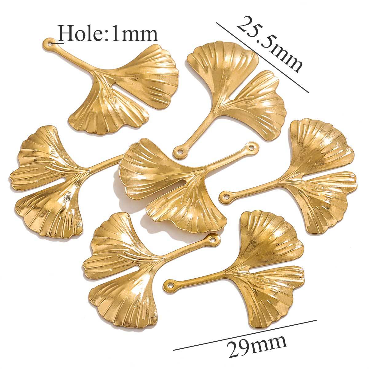 Accesorios de joyería de ramas de bricolaje, flores pequeñas, ginkgo, hojas de flores de acero inoxidable, pendientes de viento antiguo, accesorios para la cabeza, accesorios, colgantes