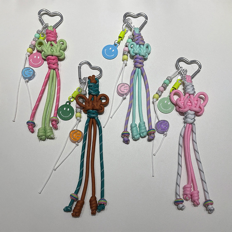 Huayang Ins Fresh Chinese Knot Color Round Rope Creative Cartoon Keychain Pendant Luggage Pendant Universal Hanging Decoration