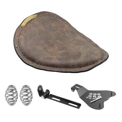 Harley Cruise Prince Car Modified Cushion Retro Copper Nail Rivet Seat Bag Motorcycle Spring Leather Sit Single Seat Bag (Motorcycle cushion) - seat-cushion-bracket-round-spring-bottom-plate