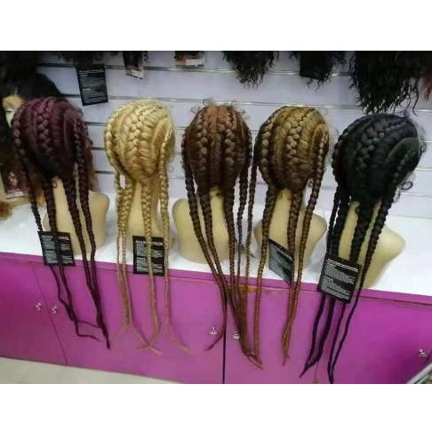 Europa y los Estados Unidos comercio electrónico transfronterizo Amazon frente encaje cuatro trenzas grandes trenzas europeas y estadounidenses pelucas negras en stock 008