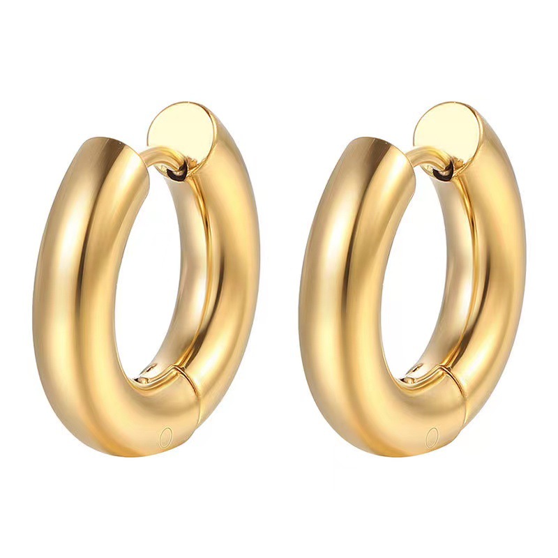 Plating Design 1 Piece Simple Style Circle Plating 201 Stainless Steel 18K Gold Plated Earrings