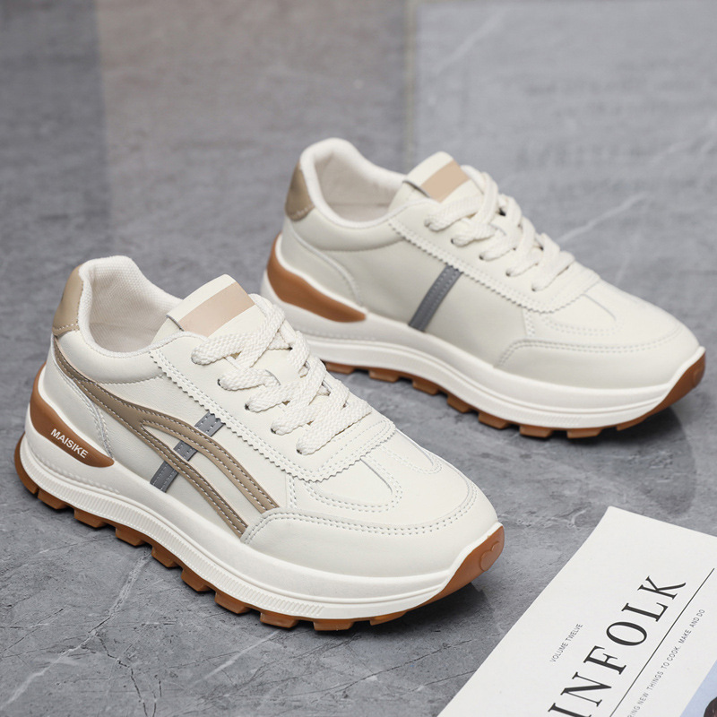 Fashionable 2026 New Model Sports Versatile Soft-soled Student Running Casual Shoes Soft Leather Women's White Sneakers_vogvips.com